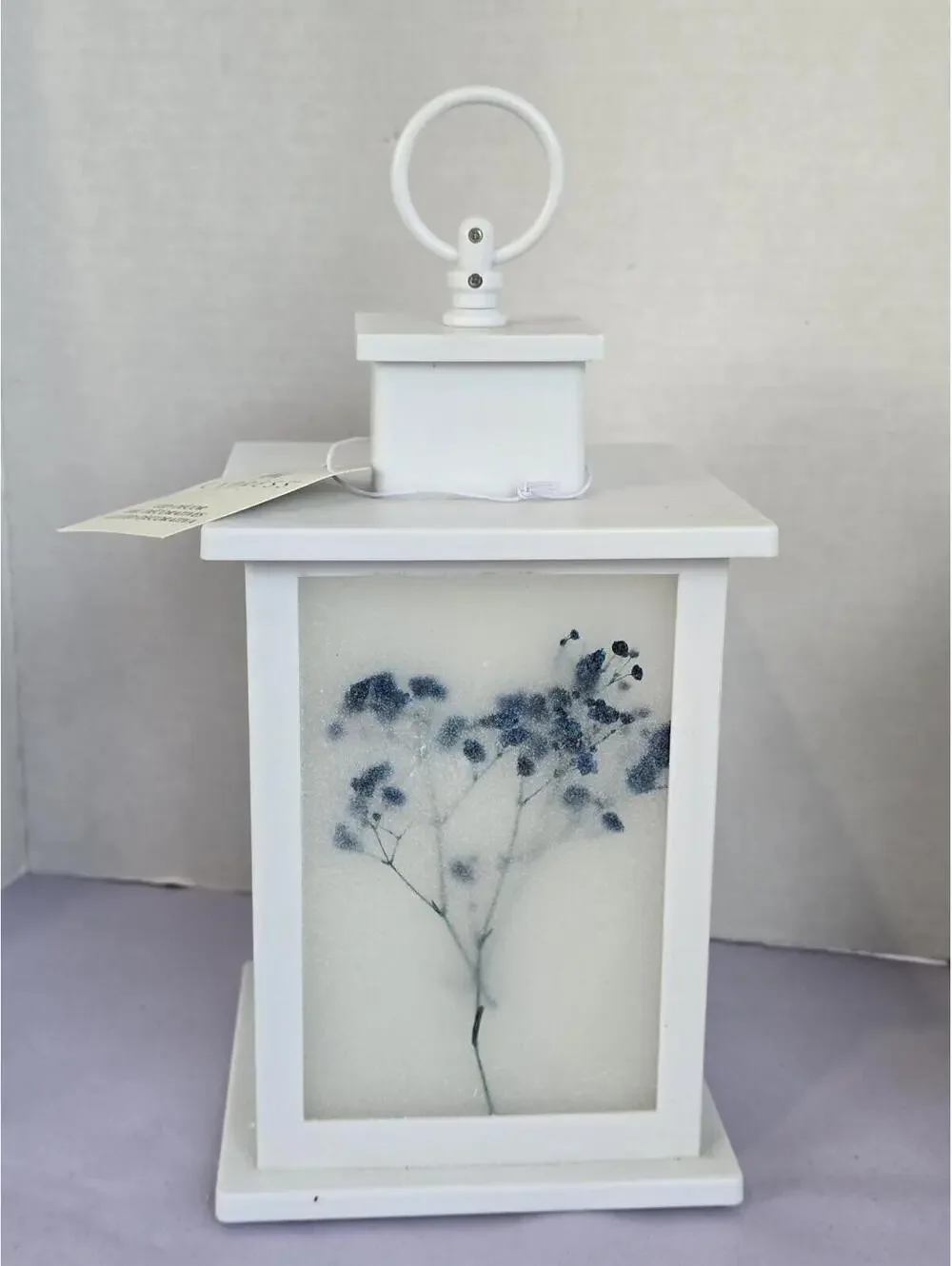 Set of 2 New Cypress brand White Decorative Lanterns with Floral Design